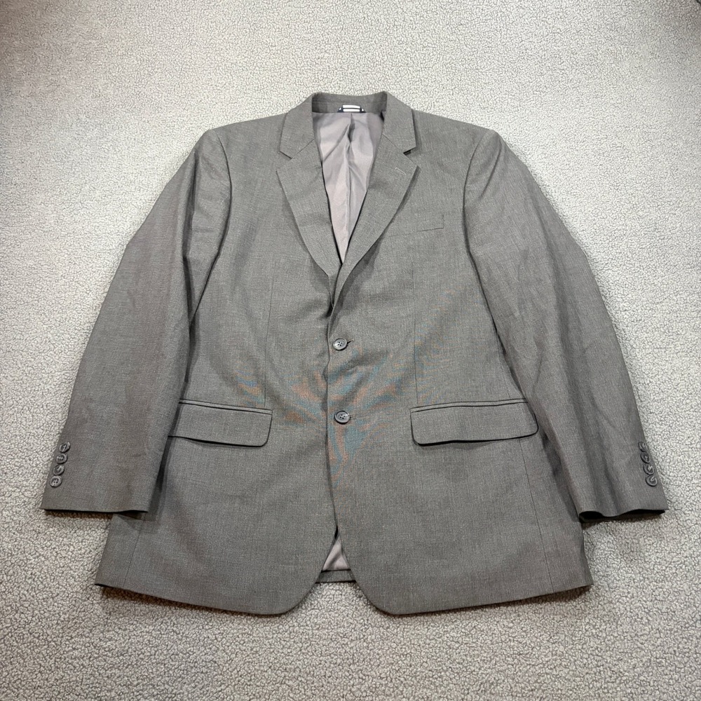 Saddlebred Blazer Mens 44L Gray Motion Stretch Two Button Suit Jacket Business